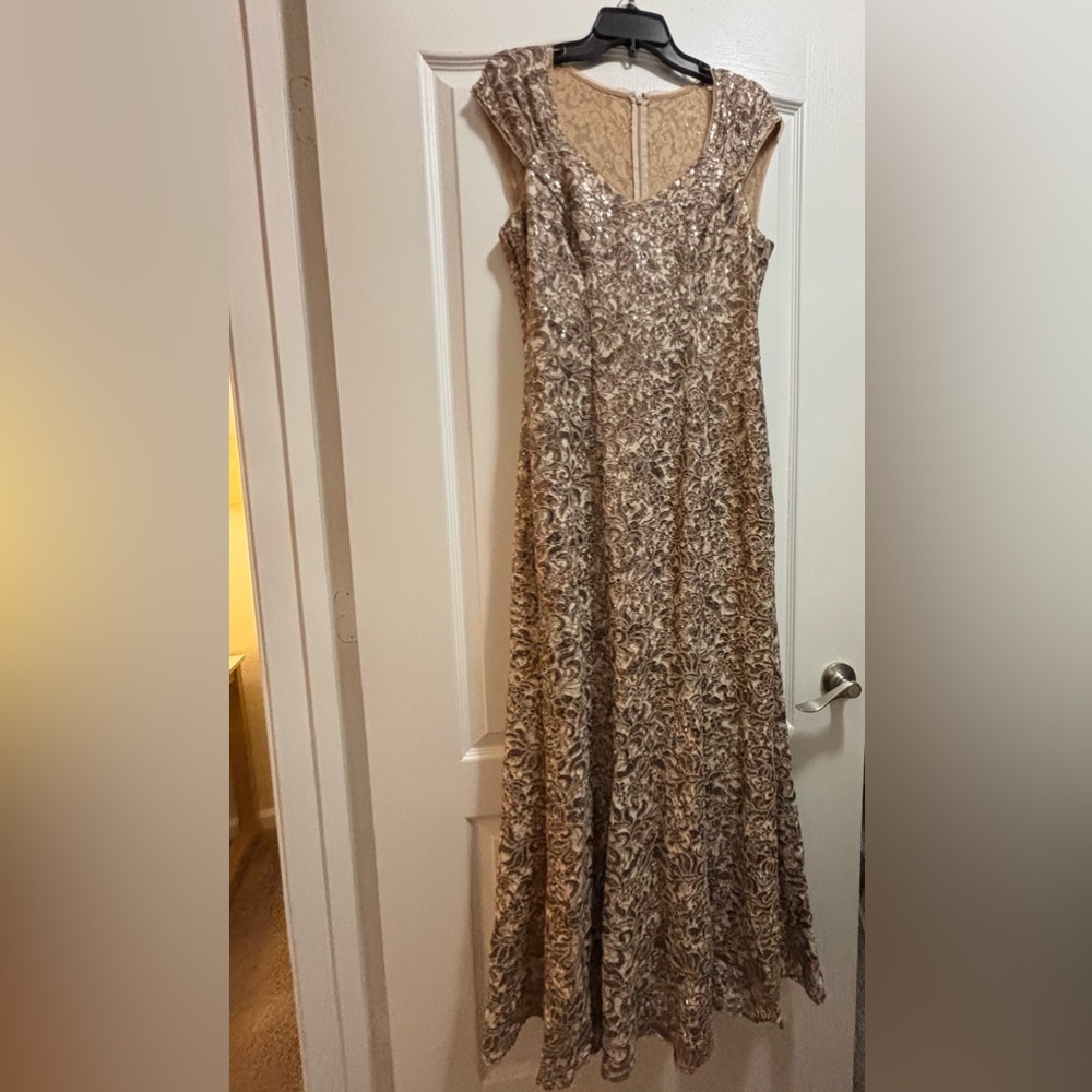 Alex Evenings Strapless Gold/Bronze Patterned and Sequin Dress